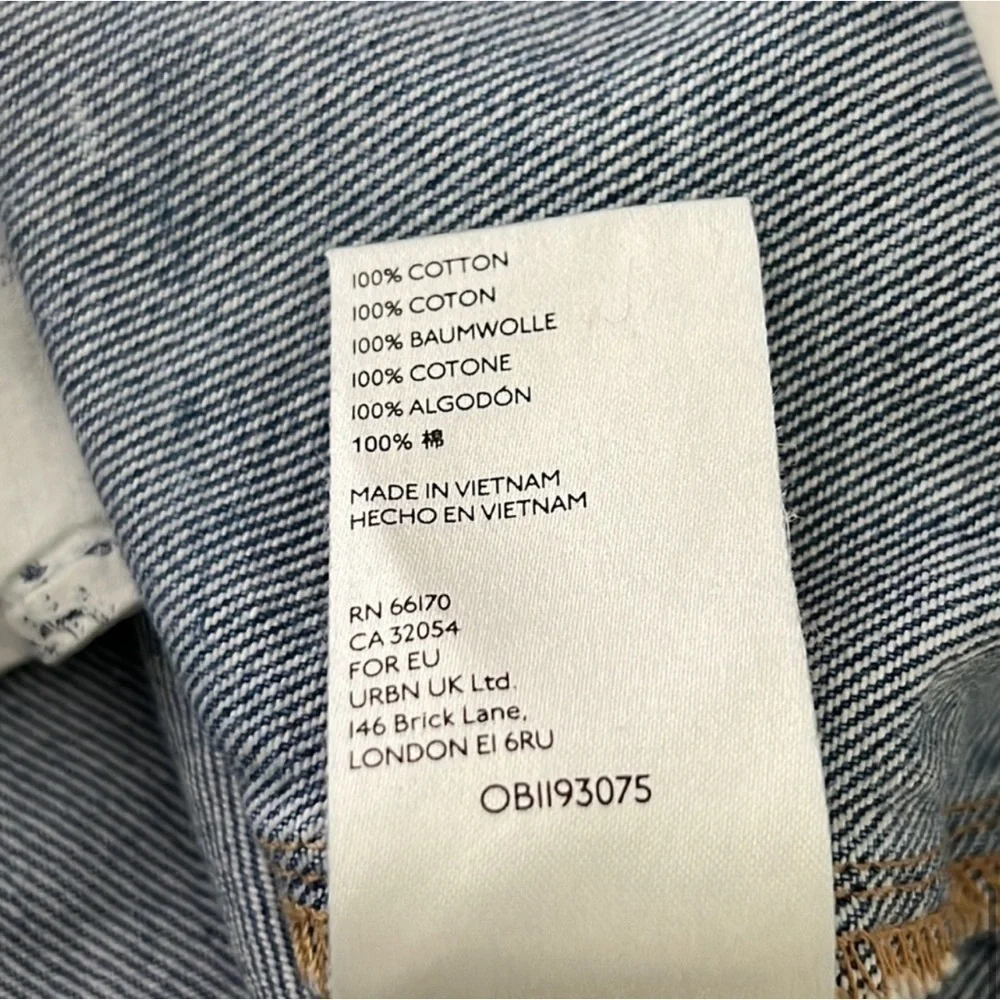 Free People we the free Rain Blue frayed hem pleated jean mini Skirt size small - Picture 8 of 9